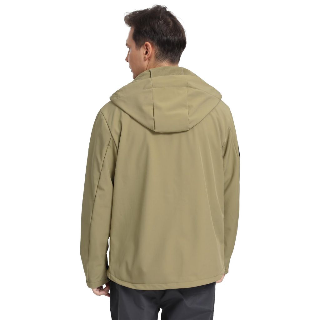 GEMYSE Men's Lightweight Rain Jacket (Khaki, Large)
