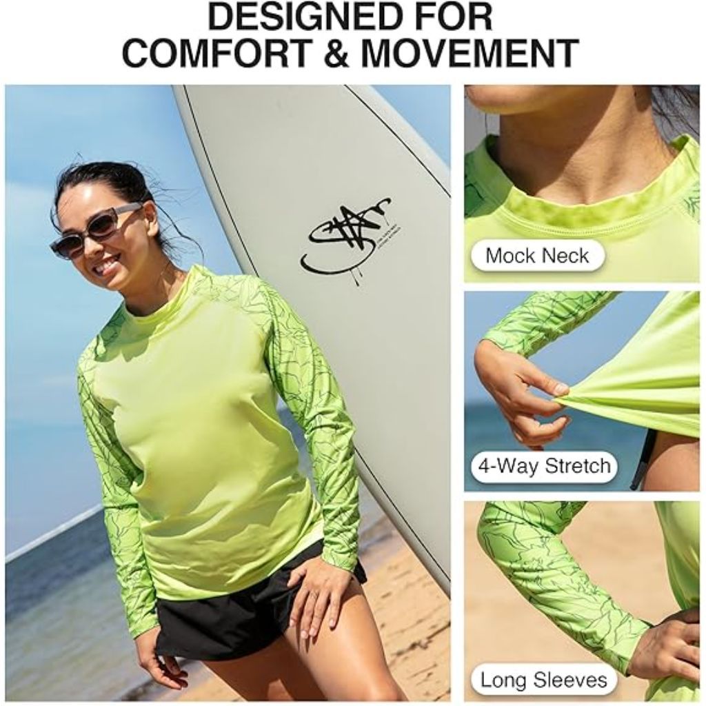 Kanu Surf Women's Gabby UPF 50+ Long Sleeved Active Top - Orchid Green, Size XS