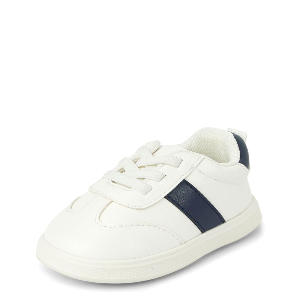 SZ 4.5T, The Children's Place Newborn Boys First Steps Sneakers | White Multi Colorblock