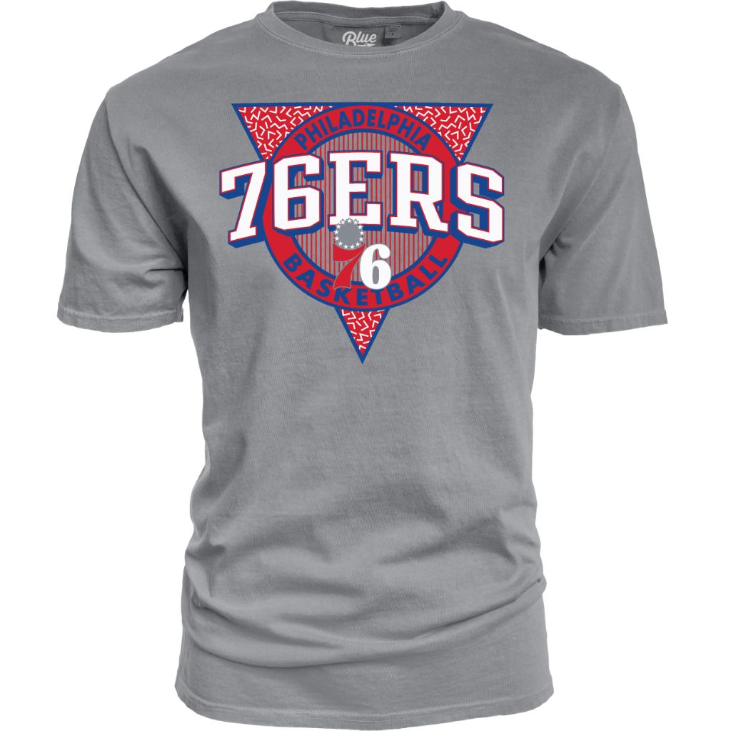 SZ M, Blue 84- Toronto Raptors T-Shirt Ringspun Triblock Gray