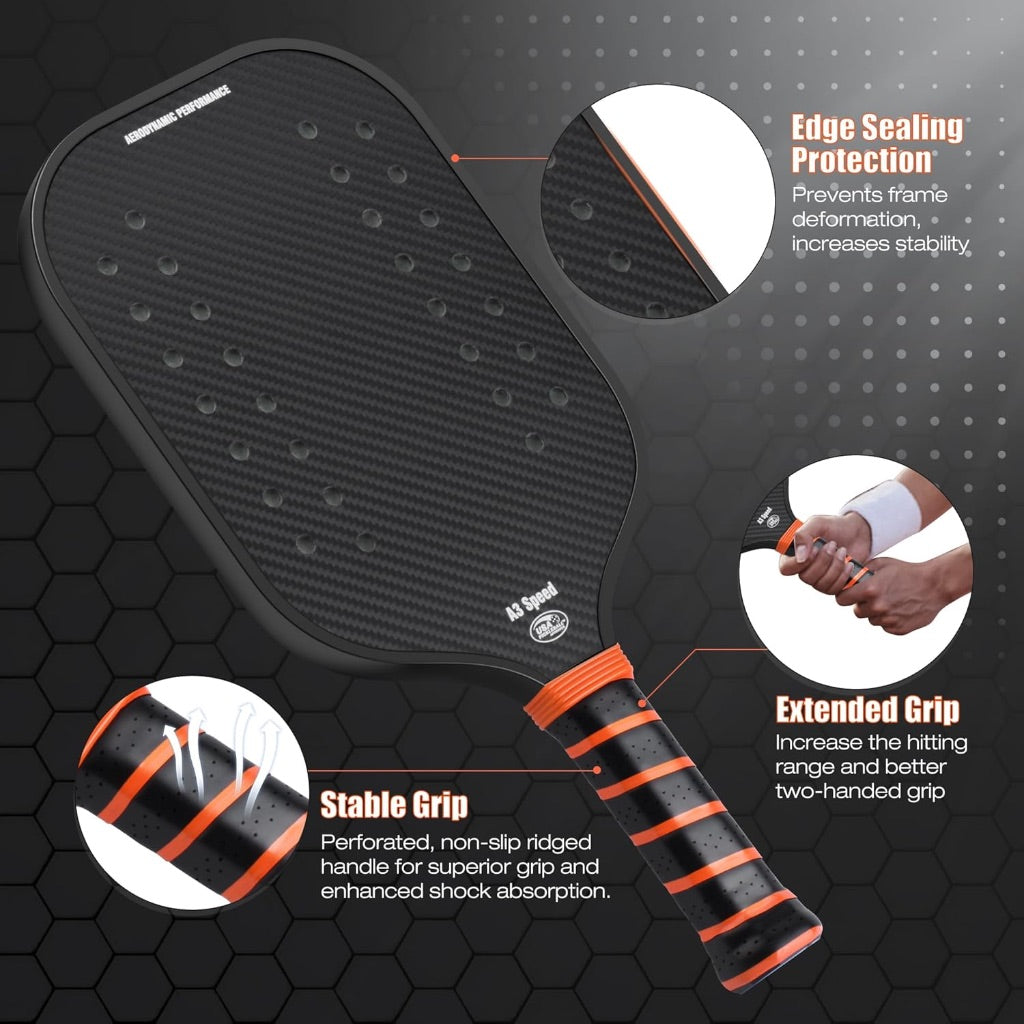 QVF 3K Raw Carbon Fiber Pickleball Paddle Designed for Swing Speed and Maneuverability