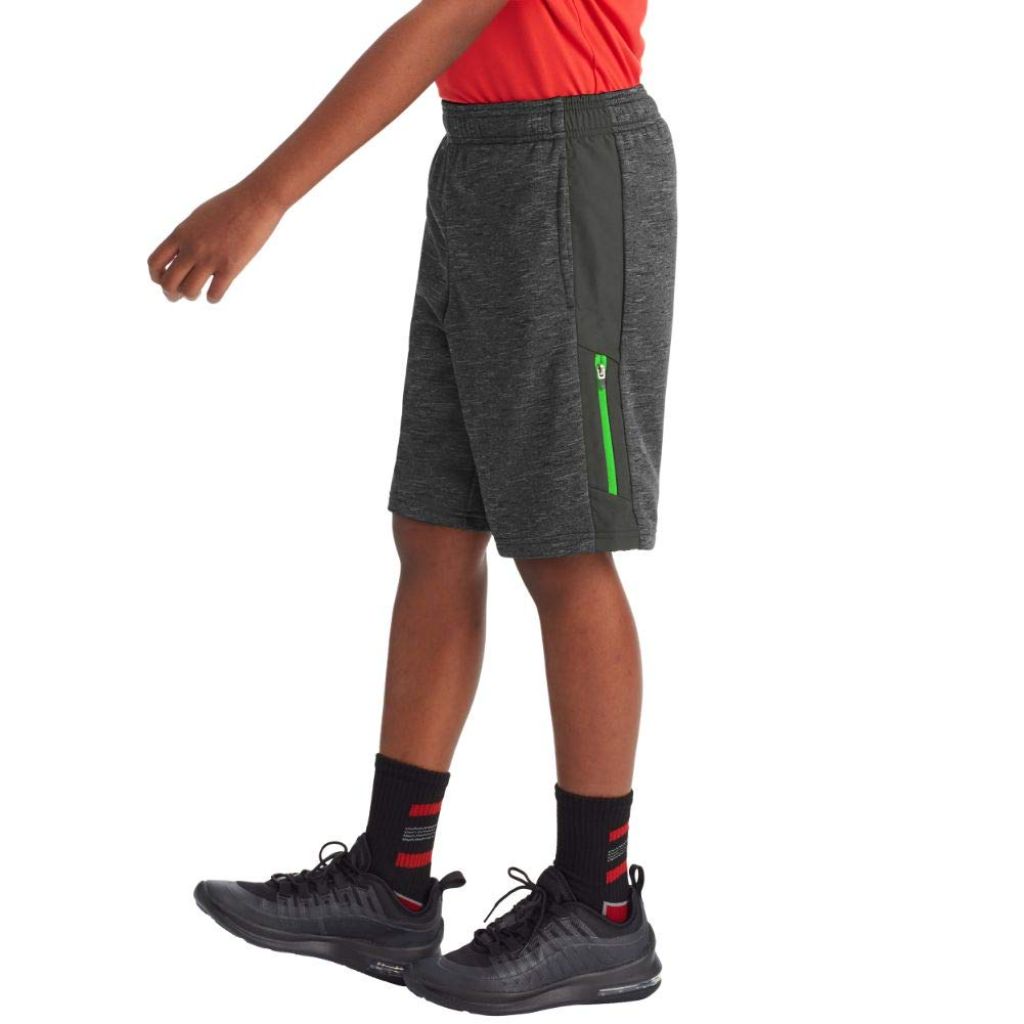 SZ S 6/7 C9 Champion Boys' Tech Terry Woven Pieced Shorts, Ebony Heather/Charcoal