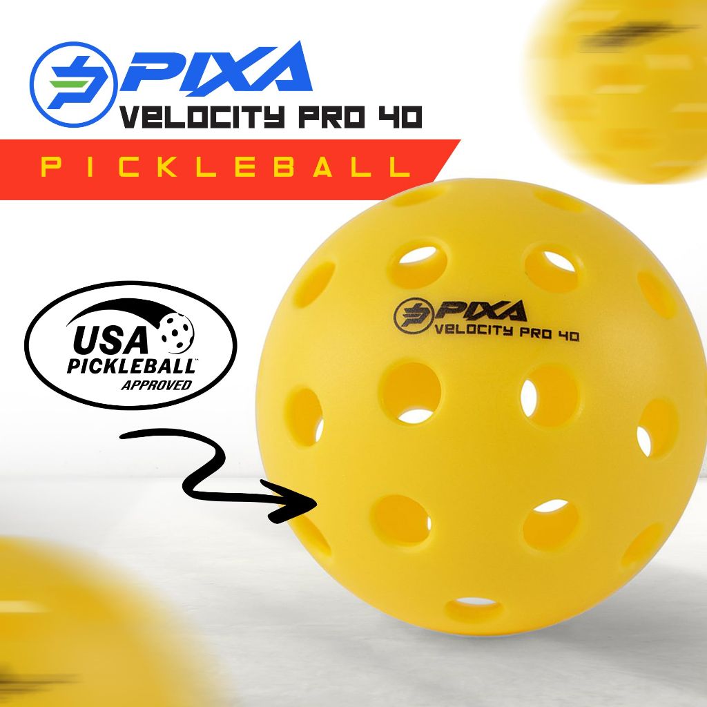 PIXA Pickleball Outdoor Pickleballs, Bright Yellow, 12-Pack