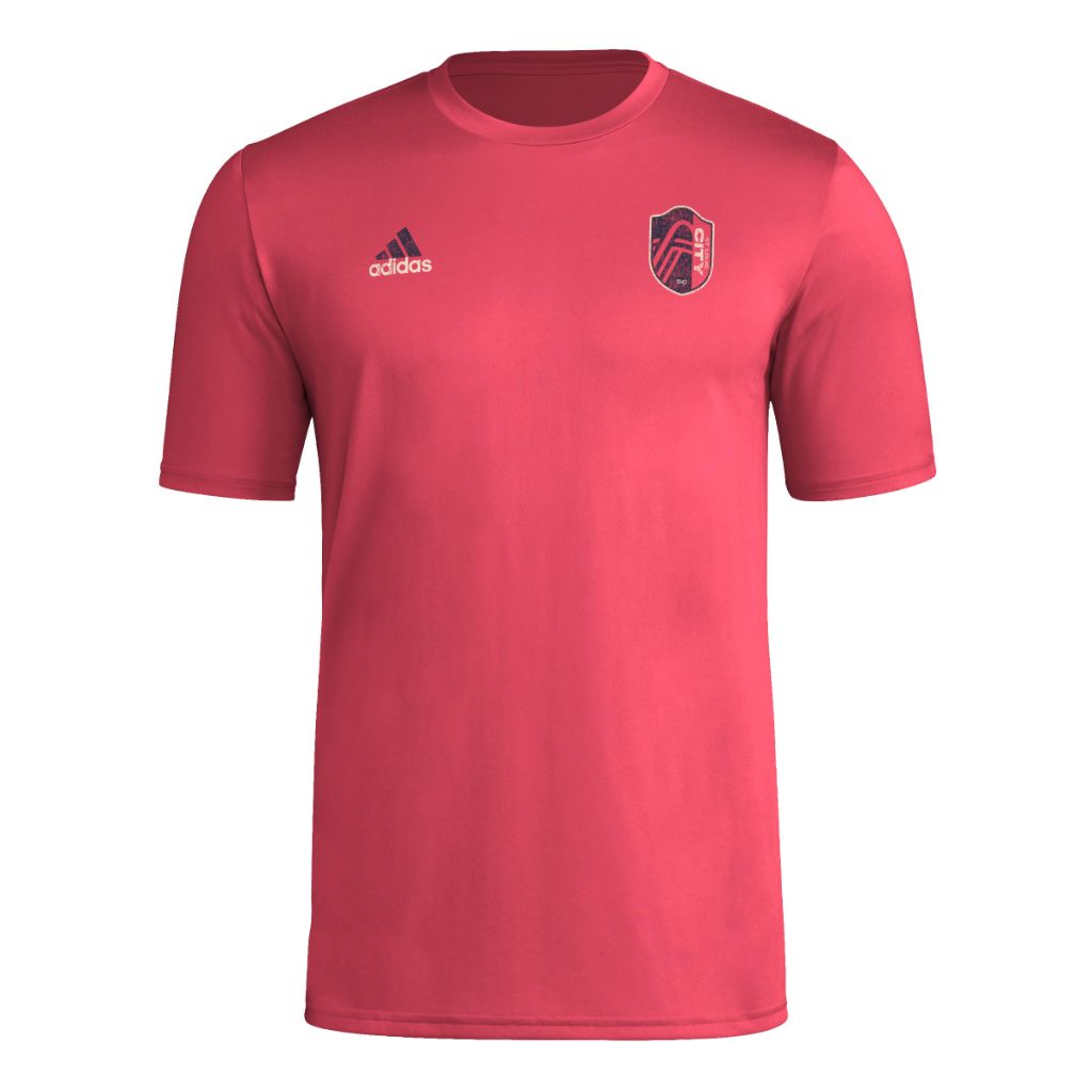 SZ XS, Adidas Men's St. Louis City SC Local Stoic Short Sleeve Pre-game T-shirt | Power Pink