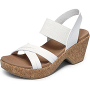 Skechers Women's Brystol Night Skies Wedge Sandals, White - Size 8.5