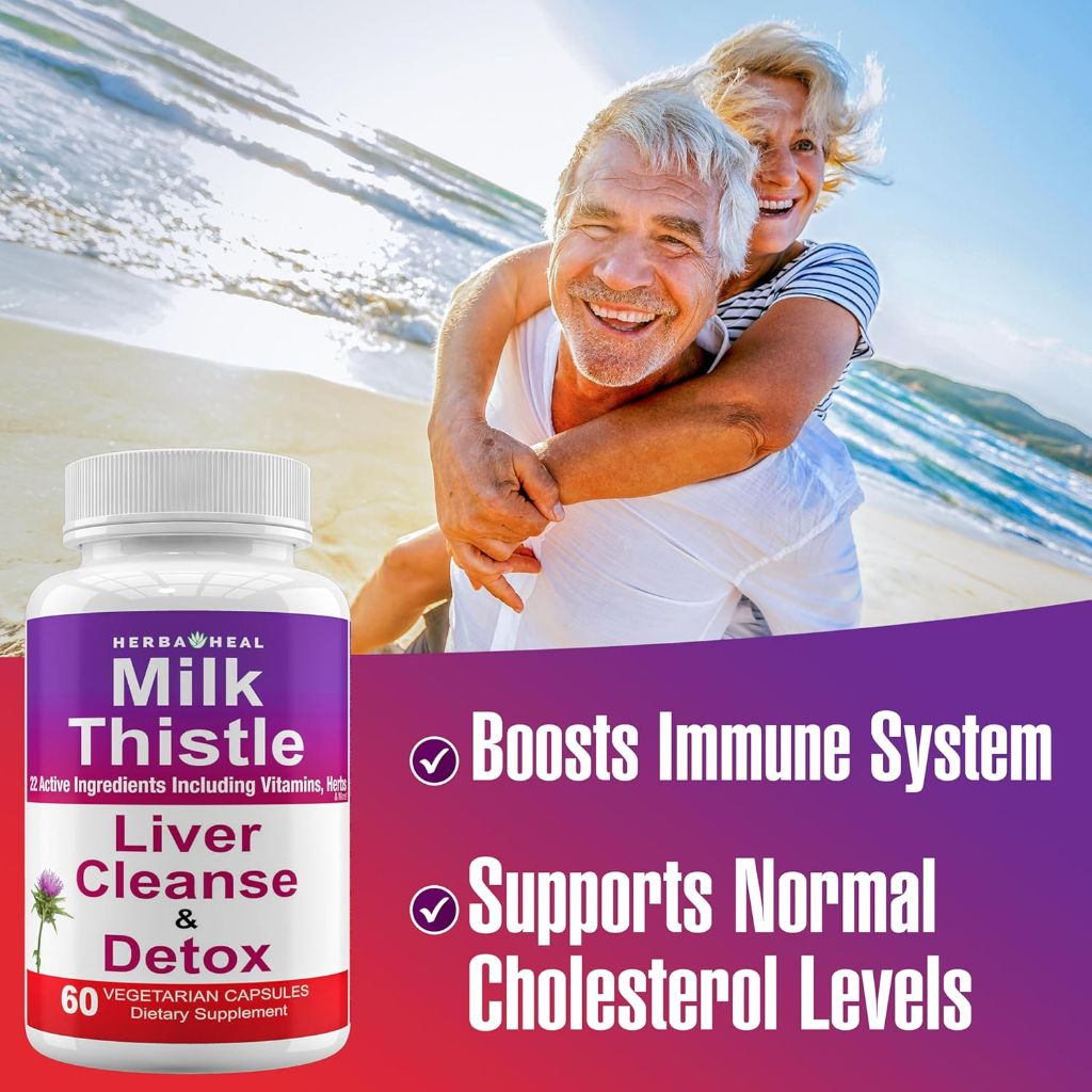 Liver Cleanse Detox Milk Thistle Liver Support 1000mg, 60 capsules