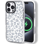 Magnetic Slim Hard PC Back Shockproof Protective Case for iPhone 16 Pro Max - Snow Leopard Print