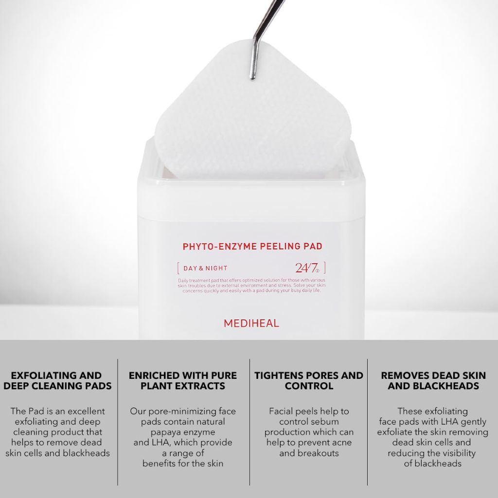 (Only Refill) Mediheal Phyto Enzyme Peeling Pad (90 Pads) - Pore Tightening Pads to Control Sebum - Vegan Gauze Pad