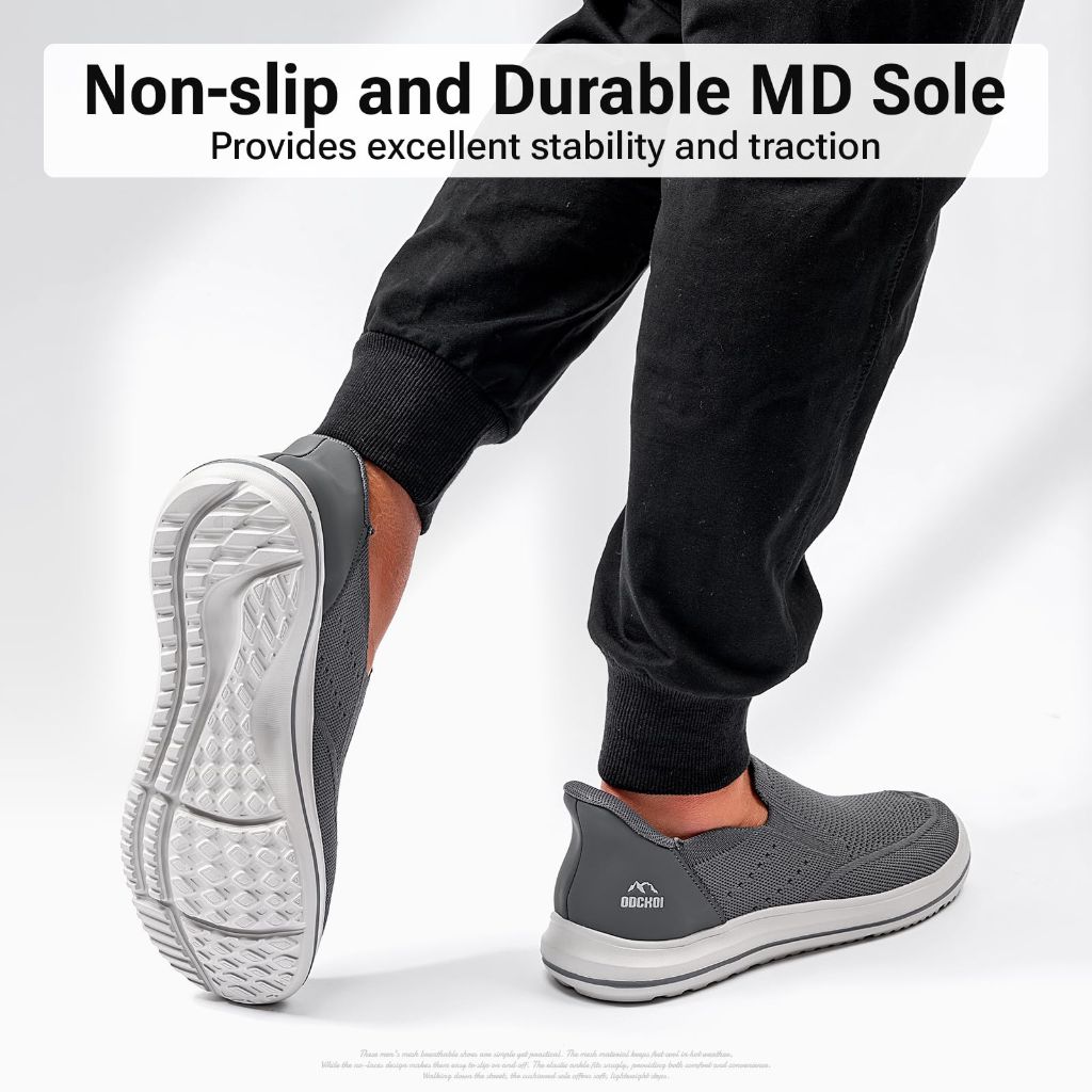 ODCKOI Men's Hands-Free Slip On Shoes Non Slip Lightweight Walking Shoes
