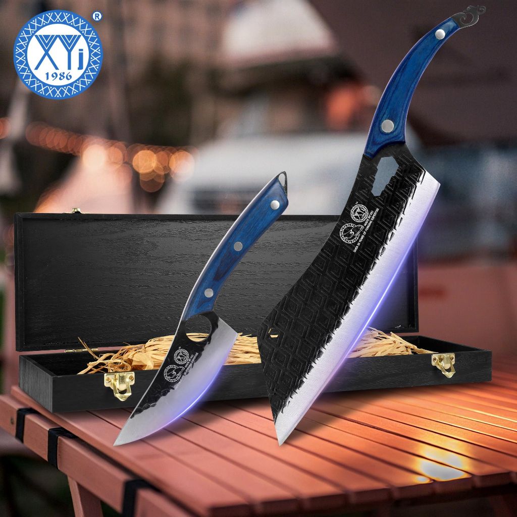 XYJ 7 Inch Butcher Knife with Pakkawood Handle