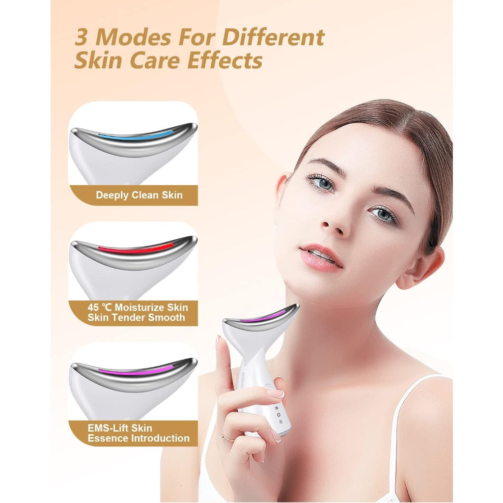 Face Massager for Face Neck Red Light Therapy Device 45℃ Heated Firming Wrinkle Removal Facial Massager 3 in 1