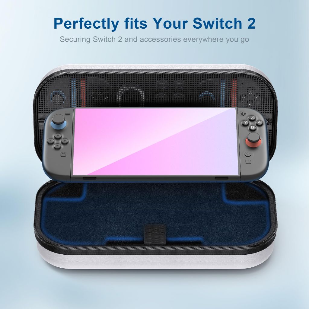 STARTRC GAMES Switch 2 Large Capacity Carrying Case for Nintendo Switch 2 (2025), Portable PU Hard Travel Case with Pockets for Accessories and Game Cards, Slim Protective Bag for Switch 2 Holds 10 Game Cartridge