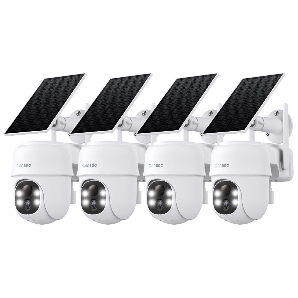 Cinnado 2K Cameras for Home Security-2.4G WiFi Outdoor Camera Wireless Solar/Battery Powered, 360° Viewing, Human Detection, Color Night Vision, Cloud/SD Storage B6 (B6-White-4pack-2.4G)
