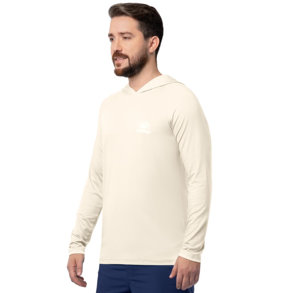 ColdPruf Men's Sunpruf Long Sleeve Performance Sun Protection UPF 30 Hooded Shirt, Sand Dune, LG