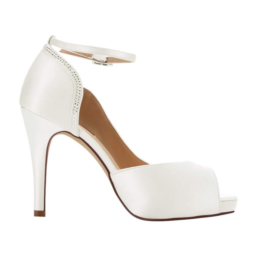 ERIJUNOR E8816 Women Peep Toe Side Open Shoes, Ivory - Size 9
