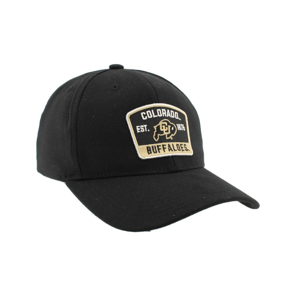 ZHATS Men's Standard NCAA Officially Licensed Colorado Buffaloes Fitted Hat ZH Patch Switchback Black, Large