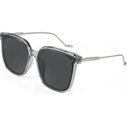 Adult's Classic Oversized Square Sunglasses - Transparent/Metal Frame, Gray Lens (B2886)