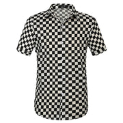 SSLR Hawaiian Shirt for Men, Short Sleeve Button Down Beach Shirt (X-Large, White Black)
