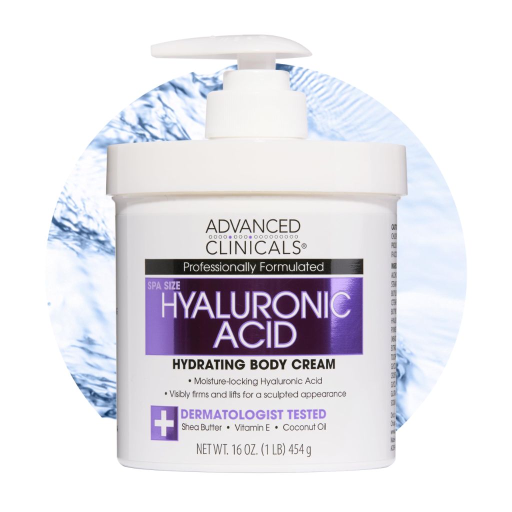 Advanced Clinicals Hyaluronic Acid Moisturizer Body Cream W/Vitamin E | 16 Ounce