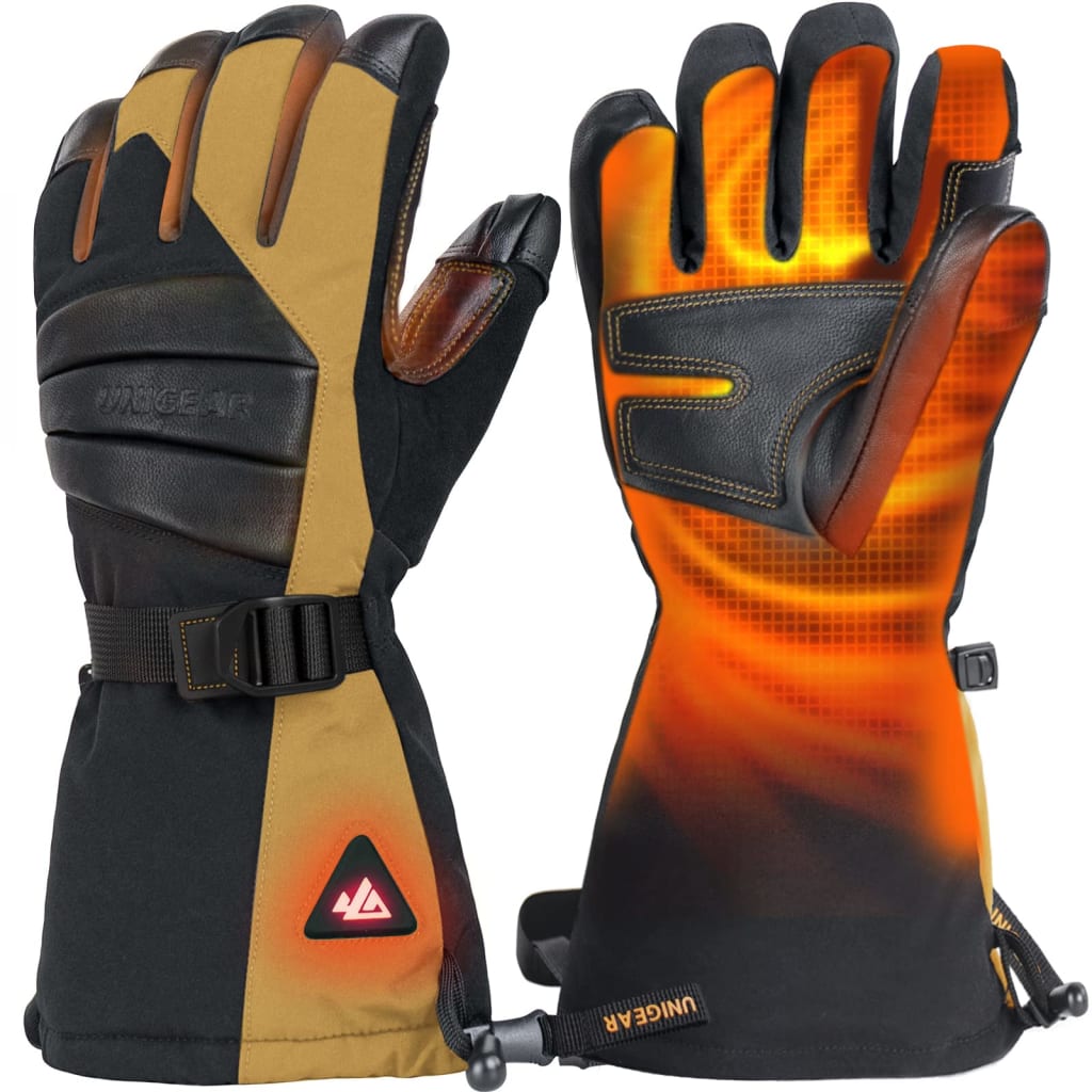 Unigear Heated Gloves, Fast Charging, Waterproof, Small, Yellow/Black