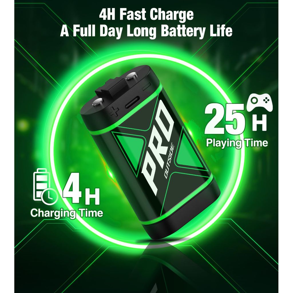 Upgraded Fast Charging Rechargeable Battery Packs with Light Control, 4x4080mWh Xbox Controller Batteries with Charger Dock for Xbox Series X|S, One S/X/Elite Controllers,Cases and Storage Sets