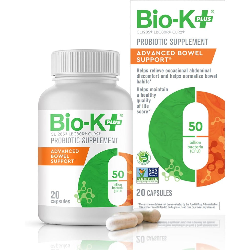 Bio-K+ Advanced Bowel Support Probiotic, 50 Billion CFU - 20 Capsules
