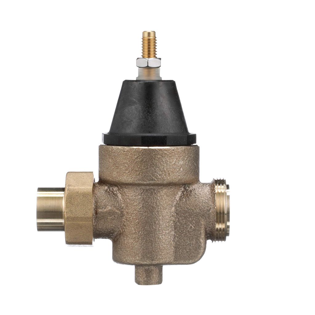 Watts LFN45B Series 1" Lead-Free Cast Copper Silicon Alloy Water Pressure Reducing Valve, NPT Thread Union Inlet x NPT Female Outlet, Elastomer Disc, Adjustable Pressure 25 to 75 psi, Maximum 400 psi