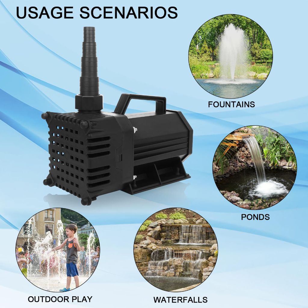 BARST 1720GPH Submersible Water Pump UL Certified Pond Pump with 25FT Cord, 150W