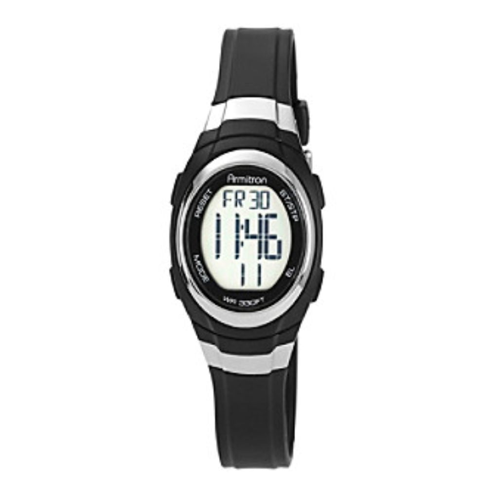 Armitron Unisex 45mm Black Resin Strap Chronograph Digital Wristwatch  Black