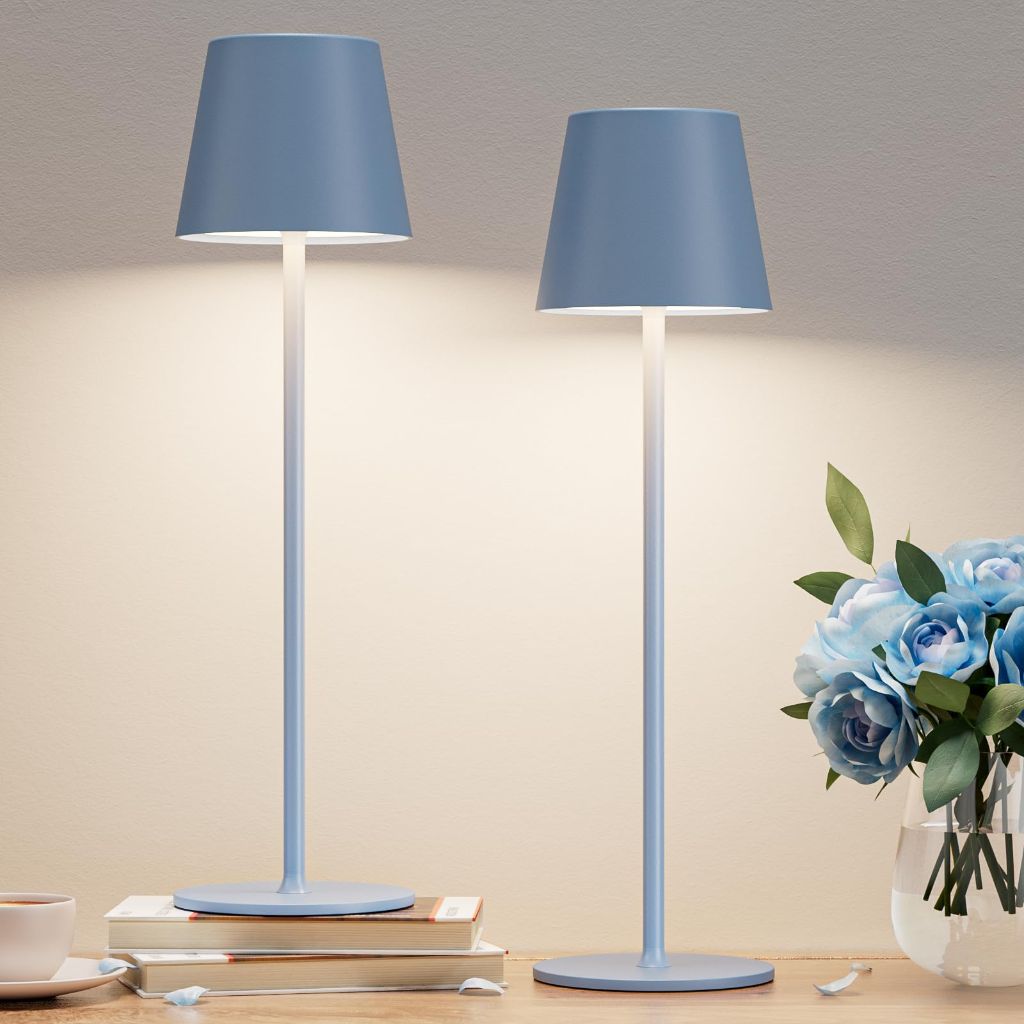 Kakanuo Cordless Table Lamp Rechargeable Blue - KK 2 Pack 5000mAH Battery Operated Lamp