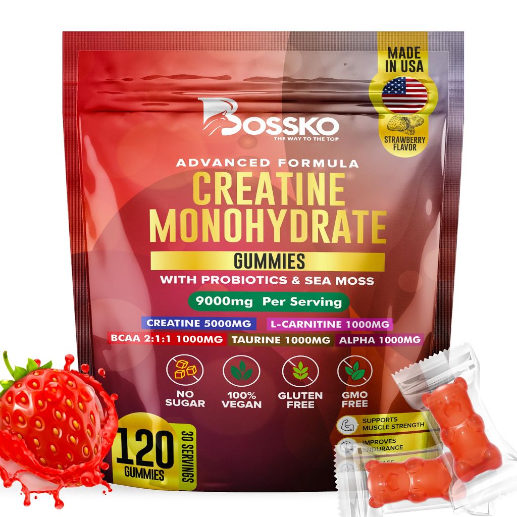 BOSSKO THE WAY TO THE TOP (9g) Creatine Monohydrate Gummies Complex with BCAA | 120 Count
