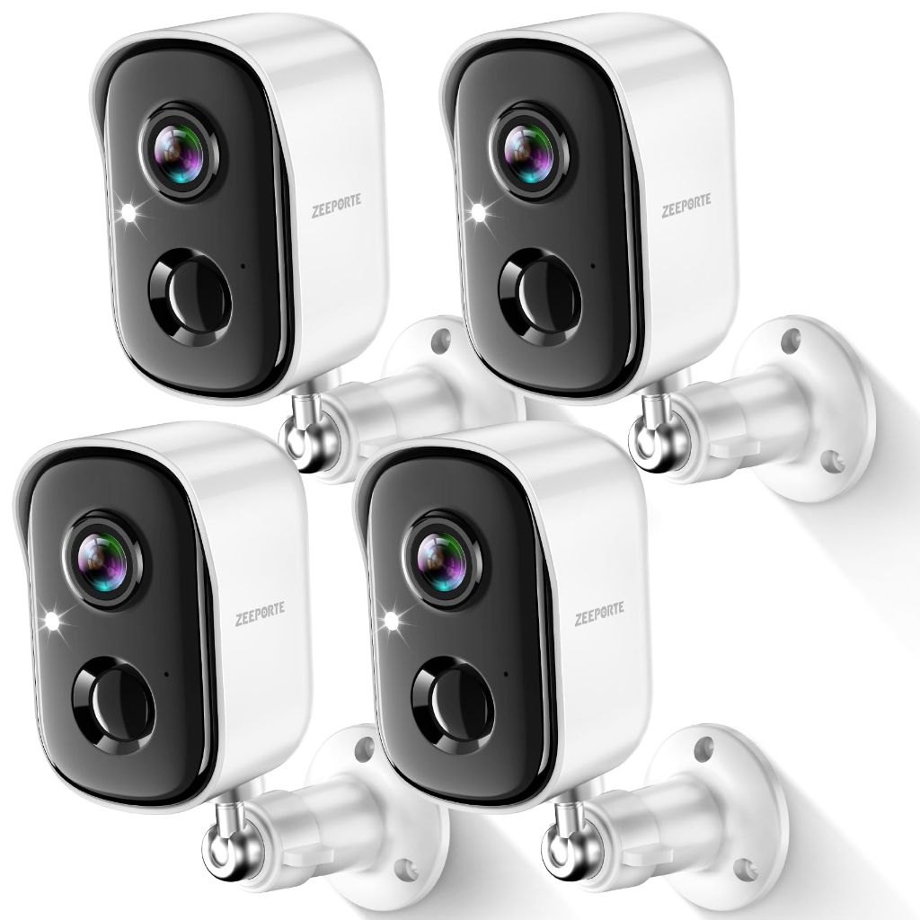Security Cameras Wireless Outdoor, 2K Battery Powered WiFi Cameras for Home Security with AI Motion Detection - 4 Pcs