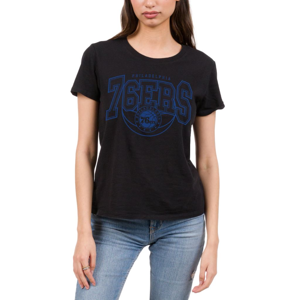 Junk Food NBA - Philadelphia 76ers - Monochromatic Arch - Officially Licensed Women's Shirt, M