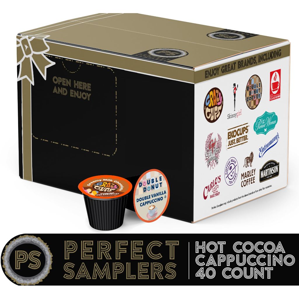 Crazy Cups Cappuccino & Hot Chocolate Variety Pack, Gift Set for Keurig K Cup Machines, 40 Count