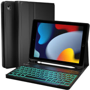 EVEO iPad Case with Keyboard 10.2'' Built-in Pencil Holder-Black