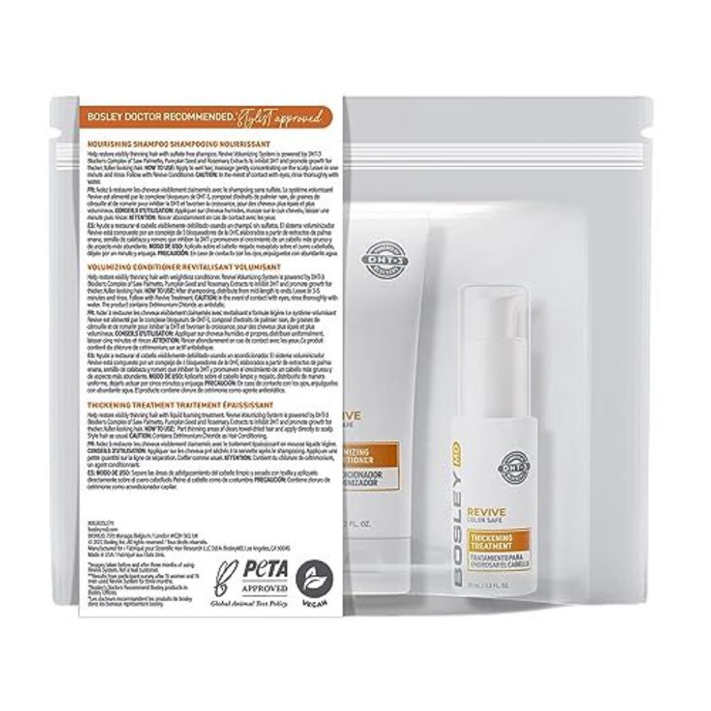 BosleyMD Revive Color Safe Hair Travel Kit: Includes Travel Sized Shampoo, Conditioner & Treatment