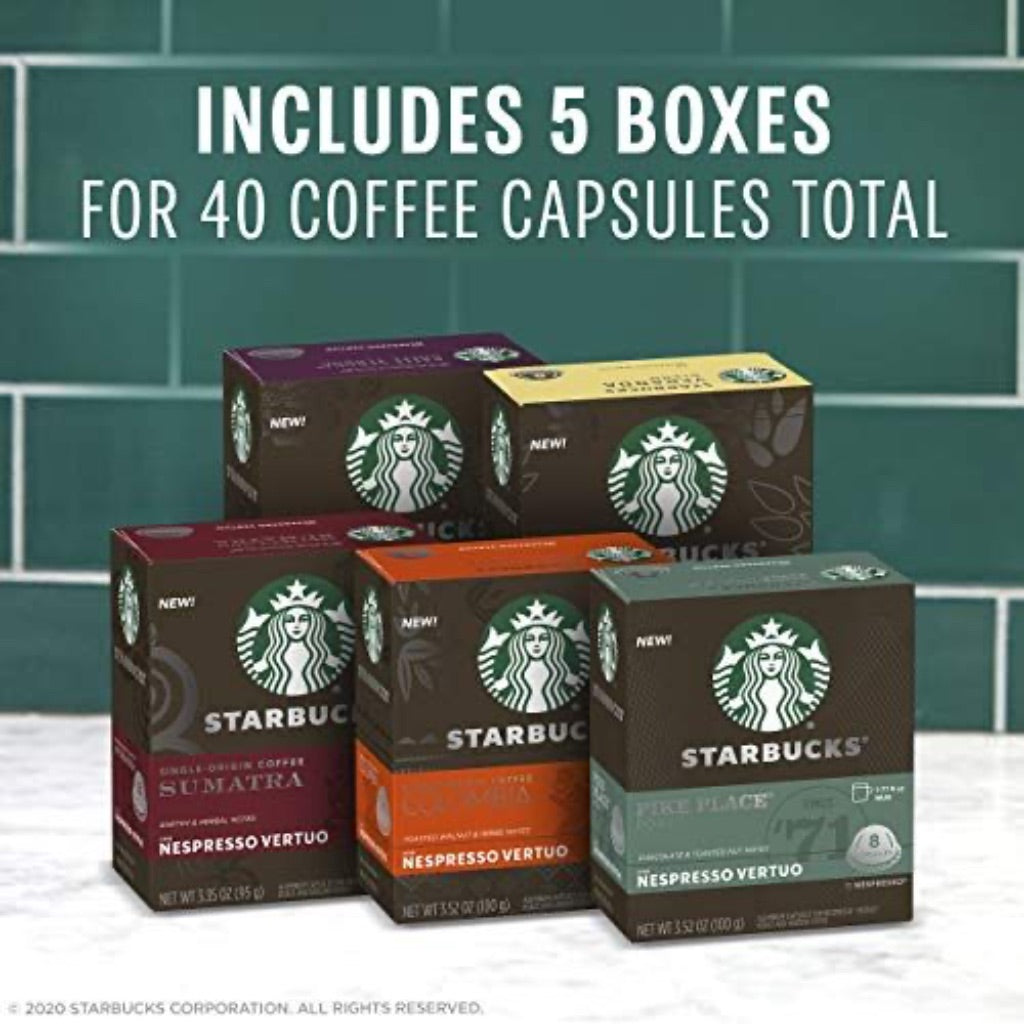 Starbucks by Nespresso Vertuo Blonde, Medium, Dark Roast Variety Pack Coffee Capsules, 7.8oz, 40ct