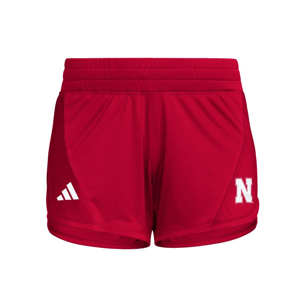 adidas Women's D4T Woven Training Shorts, 5" Inseam - University of Nebraska Team Power Red/White (Large)