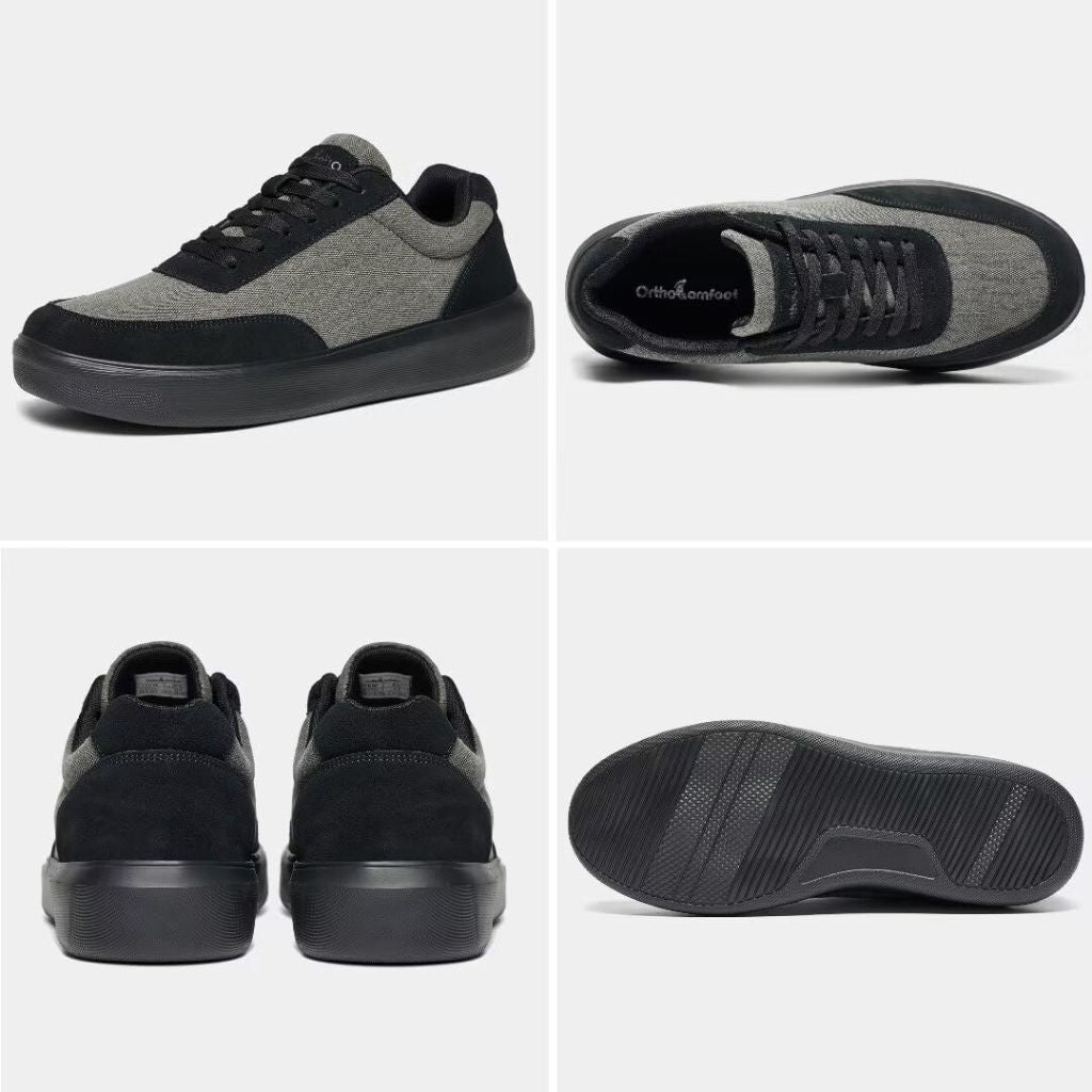 OrthoComfoot Men's Orthopedic Fashion Sneakers for Plantar Fasciitis: Comfortable Orthotic Walking Shoes with Arch Support, Casual Orthotic Flat Feet Shoes for Ankle and Foot Pain Relief