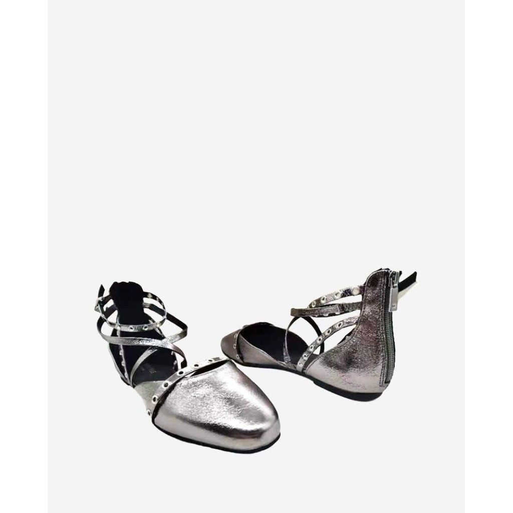 Kenneth Cole New York Women's Mason Strappy Flats - Pewter, Size 8.5M