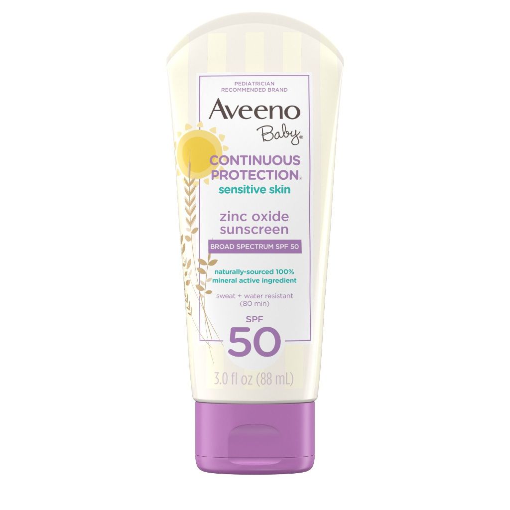 Aveeno Baby Zinc Oxide Mineral Sunscreen Lotion  SPF 50  3 Fl. Oz