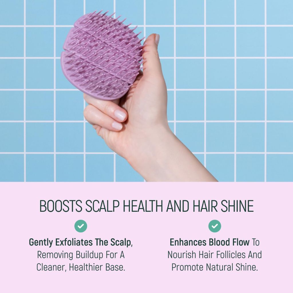 BAMBOEARTH Scalp Scrub Massager Shampoo Brush (Purple, Large)
