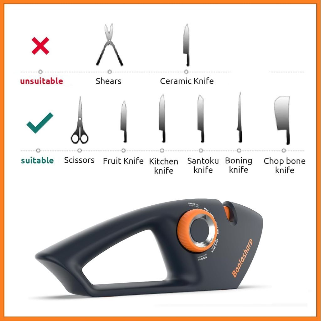 5-Angle Adjustable Knife Sharpener for Kitchen Knives, Scissors, & Pocket Knives – 15°-24° Sharpening, Coarse & Fine Slots