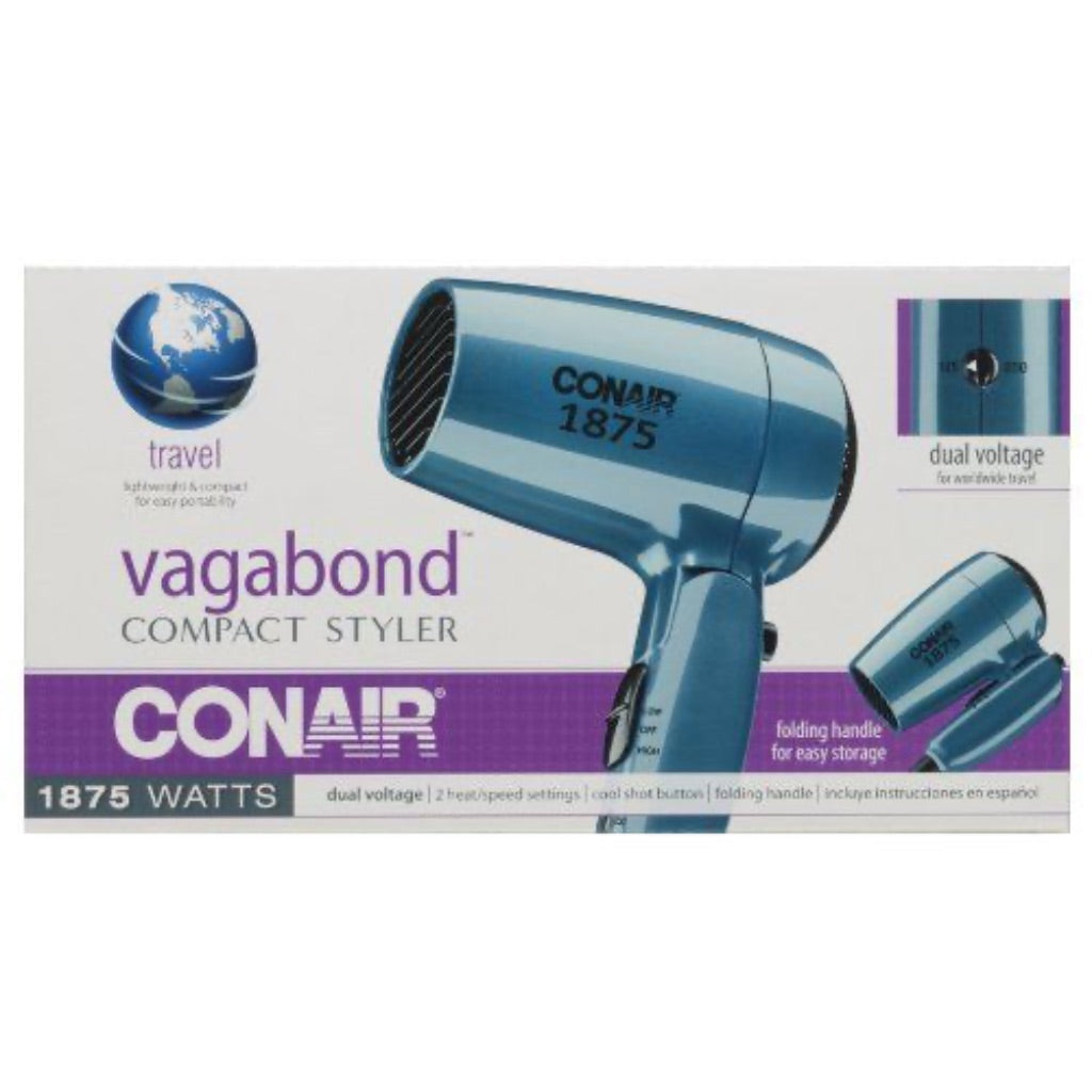 Conair 1875 Watt Folding Handle Compact Hair Dryer - Blue