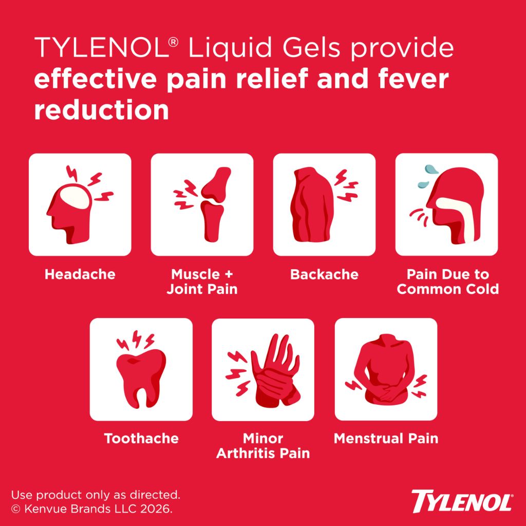 Tylenol Extra Strength Acetaminophen Liquid Gels, 500 mg per Gel | 75 Count