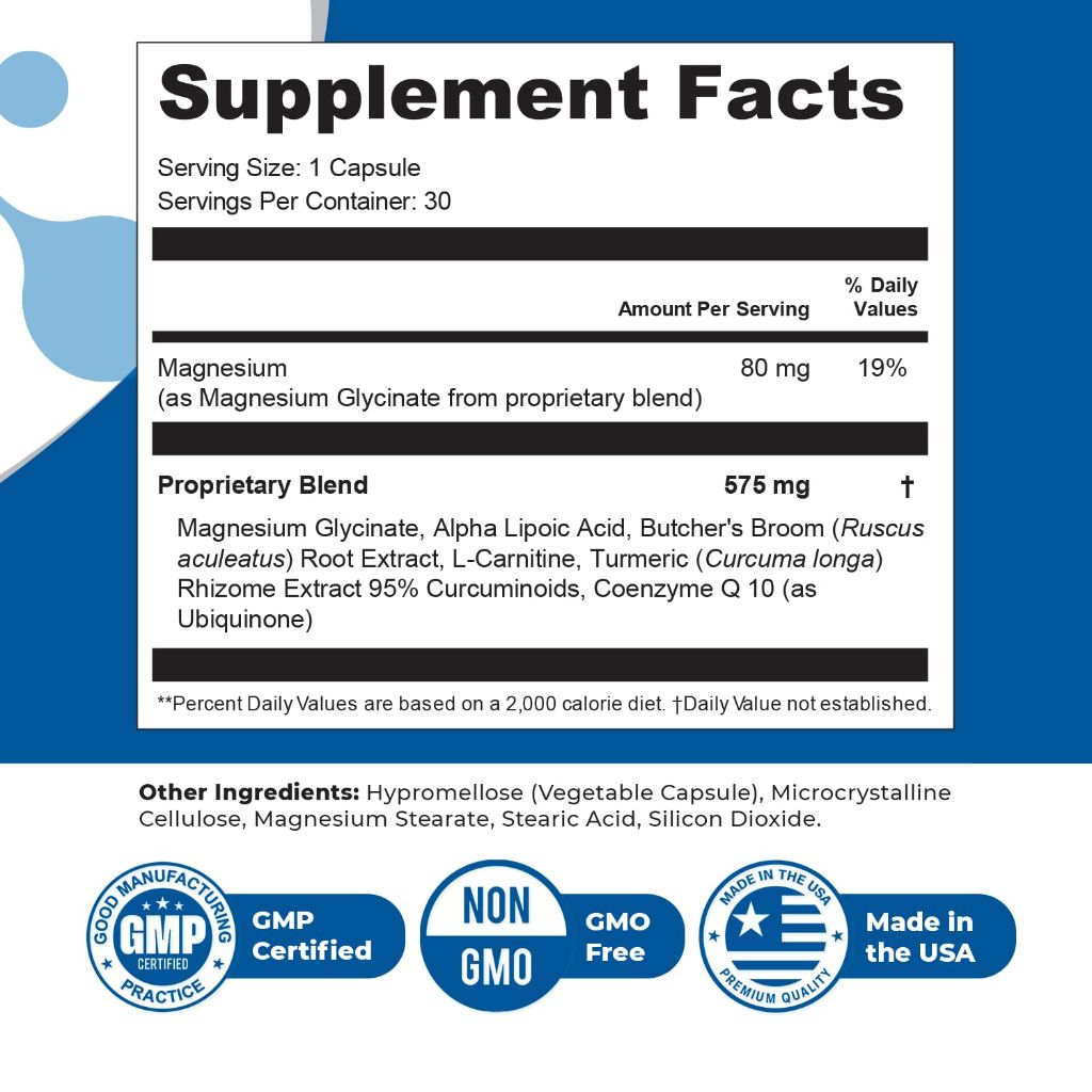 Orby NerveFlow – Natural Daily Wellness Supplement with Magnesium, Turmeric & CoQ10 – 30 Capsules, 2 Month Supply