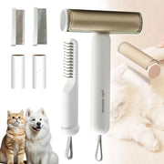 3-in-1 Pet Grooming Brush for Dogs & Cats | Deshedding & Dematting Comb with Built-in Lint Roller (White)