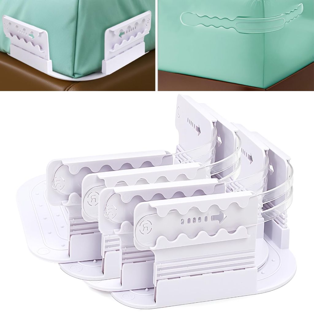 Dtsyteep Adjustable Fitted Bed Sheet Holders with Lock Strips