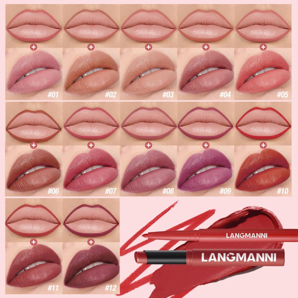 Jolilab 6Pcs Lip Set: 3 Colors Lip Liner+3 Colors Lipstick (#02+04+07)
