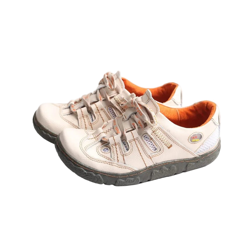 TMA EYES Women's Casual Lace-Up Breathable Mesh and Leather Sneaker